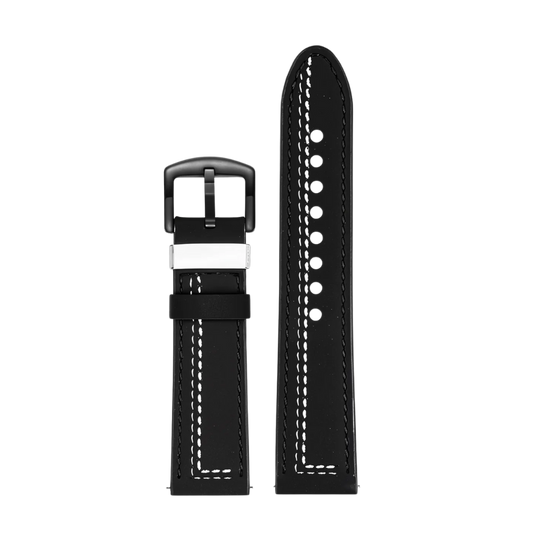 Bracelet en Cuir Noir et Blanc (Ajustable)