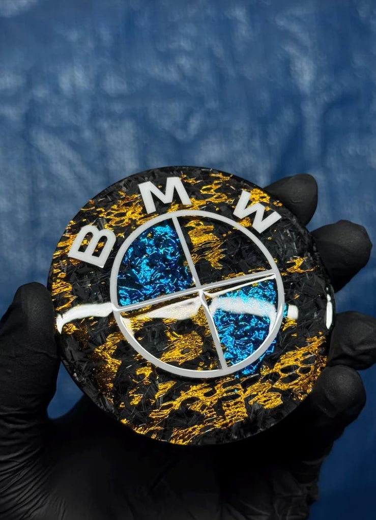 Fibre de carbone or et bleu