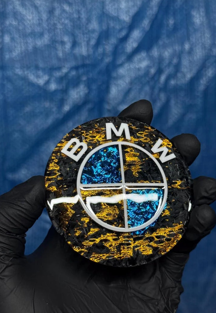 Fibre de carbone or et bleu